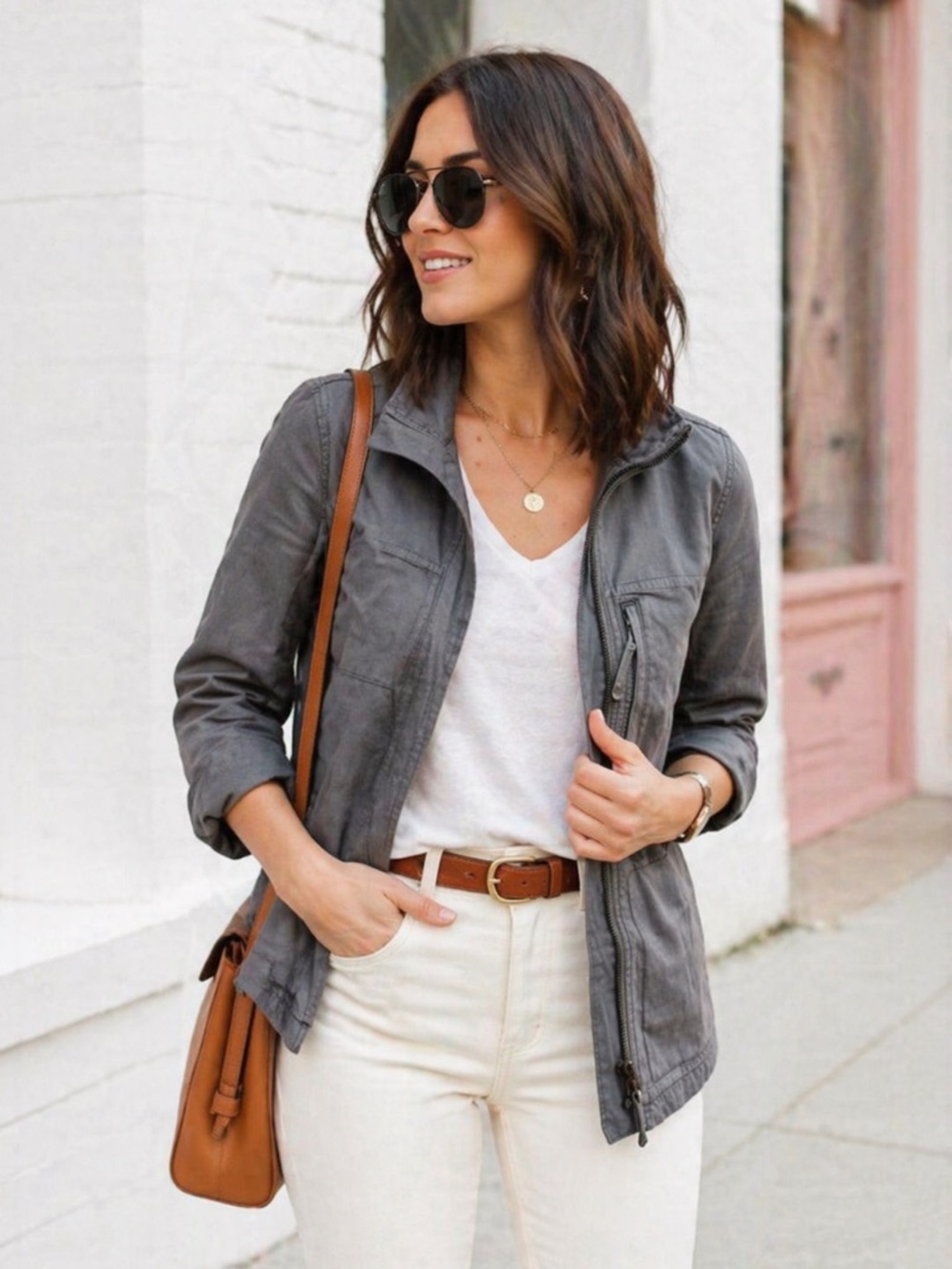 Madewell Fleet Utility Jacket Gray Oversized Zip Front Small